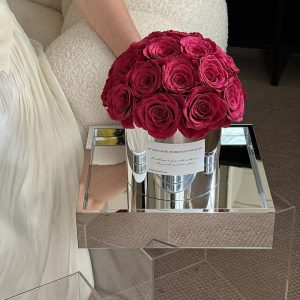 Mirrored Embrace Rose Flower Bucket (Small) - Eternal Flower Gift, 23-28 Roses, with Card and Gift BoxMirrored Embrace